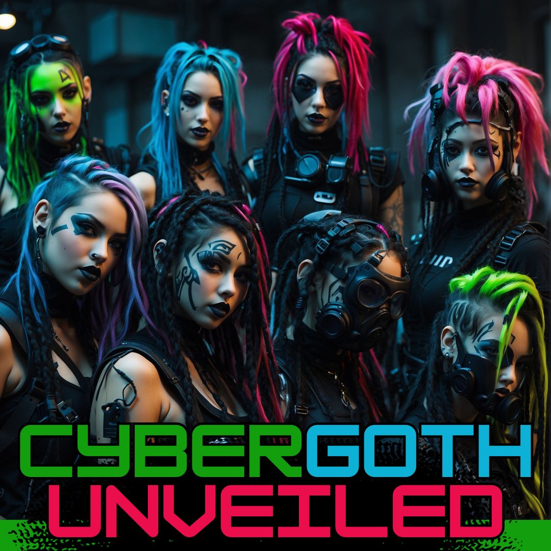 a group of cybergoth women posing for the blog post entitled cybergoth unveiled: the neon shadows of goth