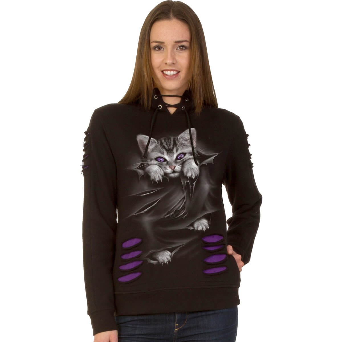 goth sweater with kitten design