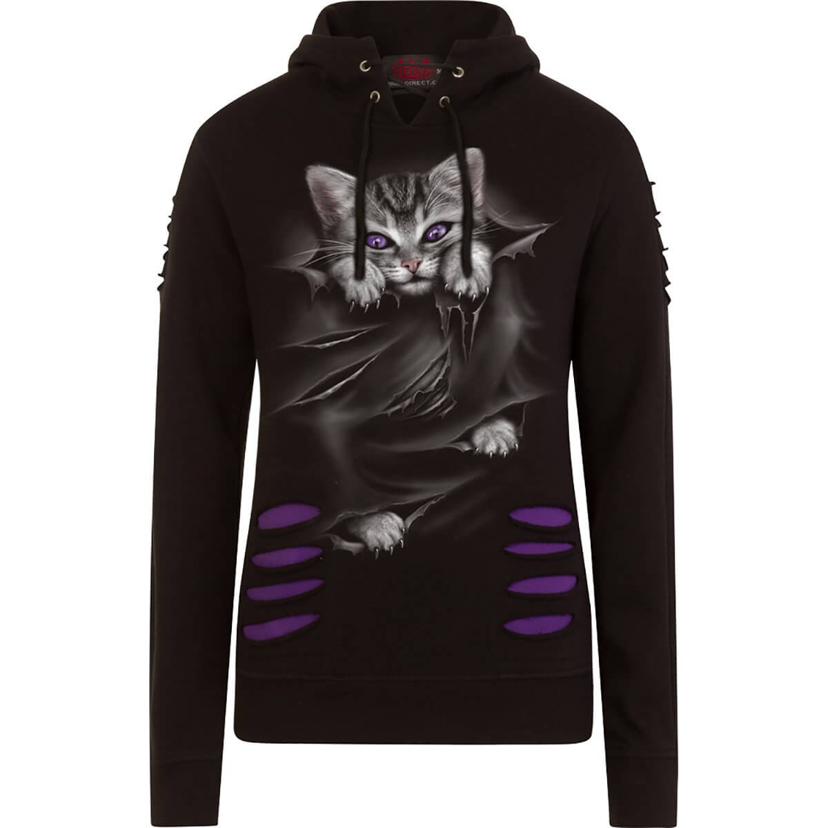 gothic hoodie with kitten design