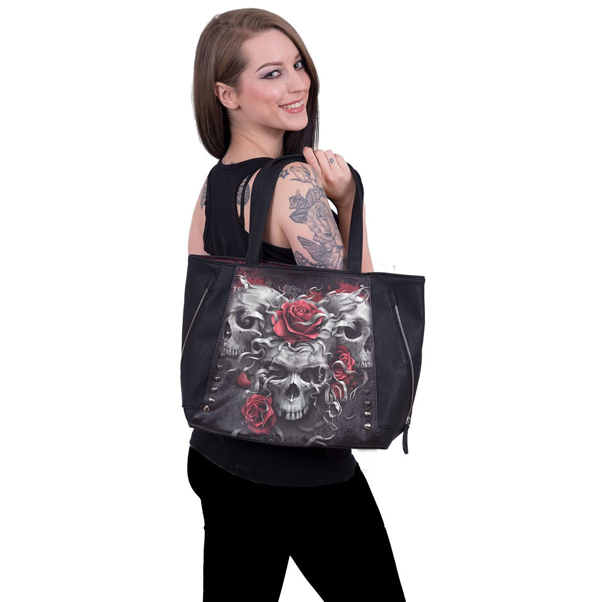 skull handbag with roses