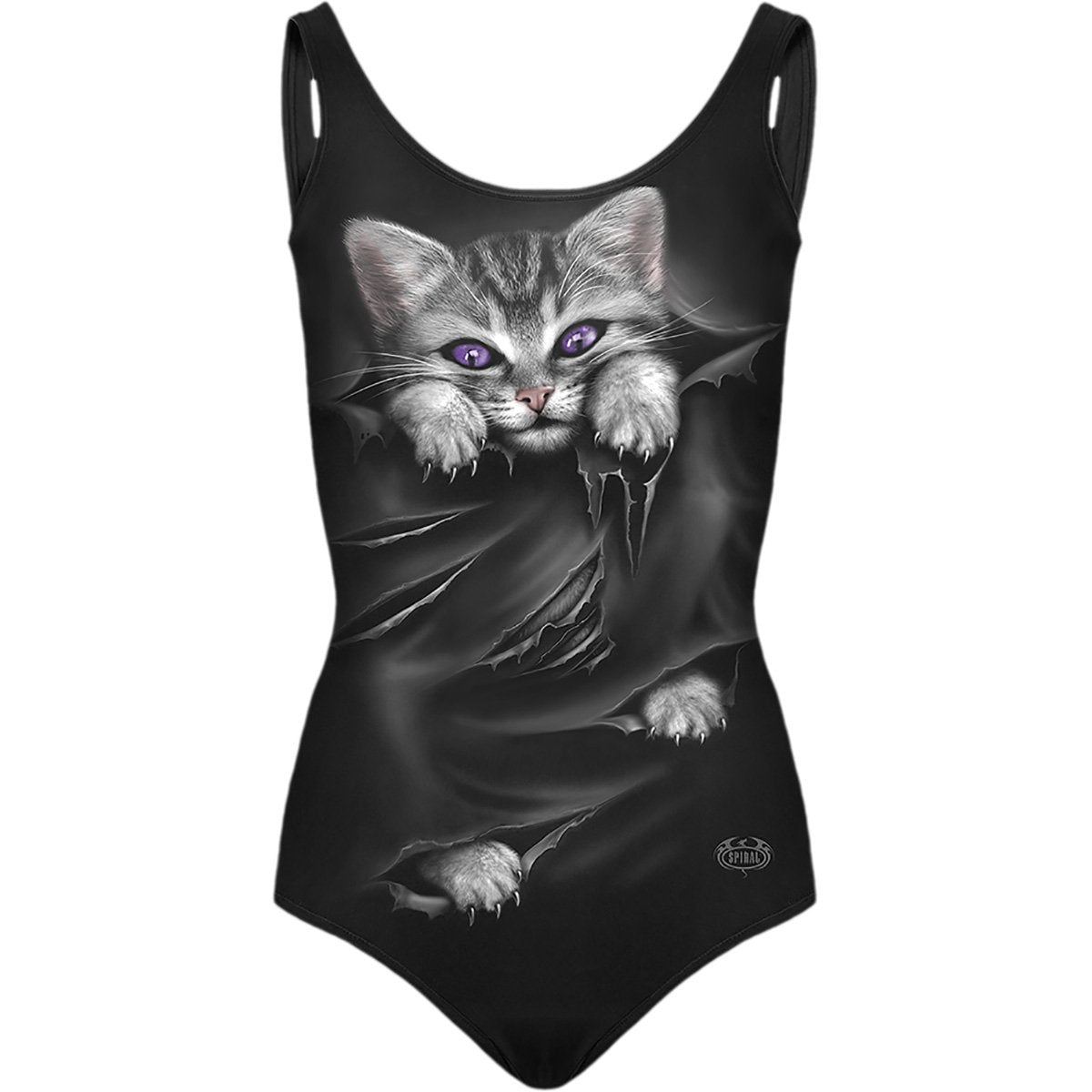 summer goth cat bathing suit
