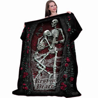 Thumbnail for eternal lovers skeletons fleece blanket