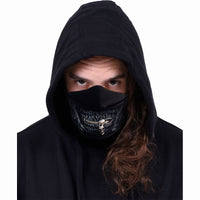 Thumbnail for unisex goth style face mask with zipper and black skull
