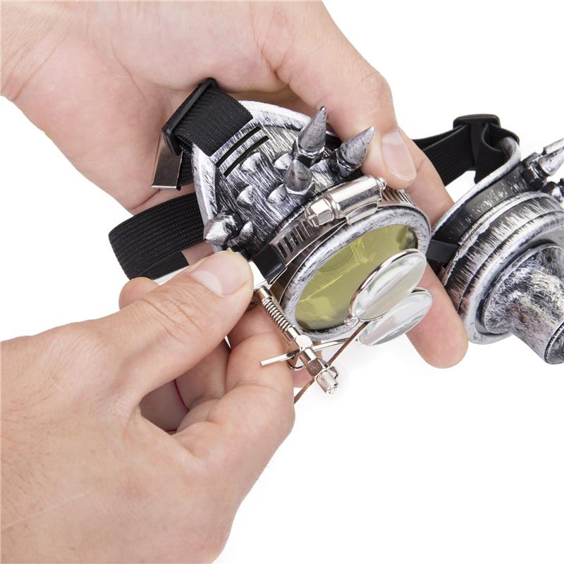 grey and white steampunk goggles