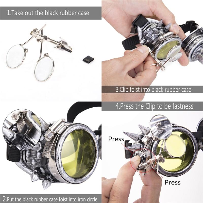grey and white steampunk goggles included parts