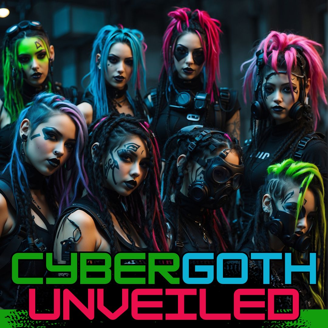 a group of cybergoth women posing for the  blog post entitled cybergoth unveiled: the neon shadows of goth
