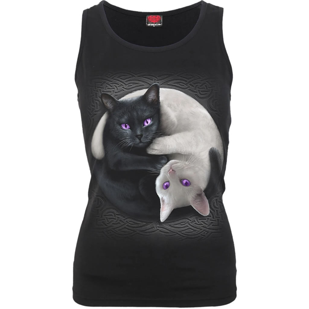 Ladies Tank Top: Bat Cat Gothic Clothing, Black Tank Top, Little