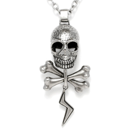 Voltage Bolt Skull and Crossbones Necklace