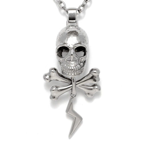 Voltage Bolt Skull and Crossbones Necklace
