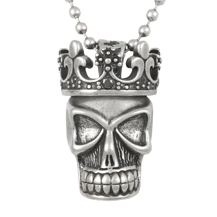 skull with removable crown pendant necklace