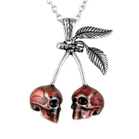 Thumbnail for Twin cherry skulls pendant necklace.
