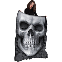 Thumbnail for white skull fleece blanket