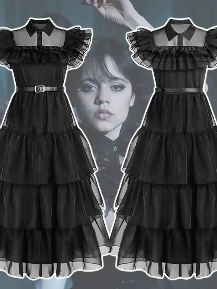 wednesday addams black dance dress costume