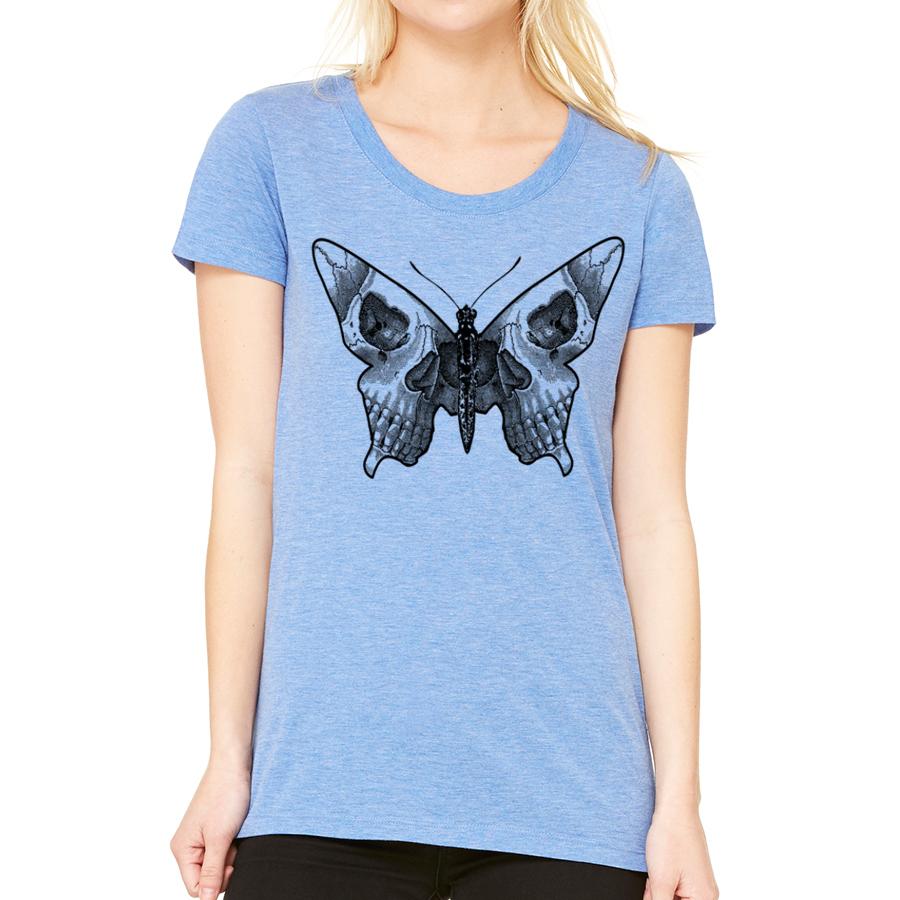 women's butterfly skull t-shirt