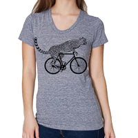 Thumbnail for cycling cheetah women's t-shirt in heather navy