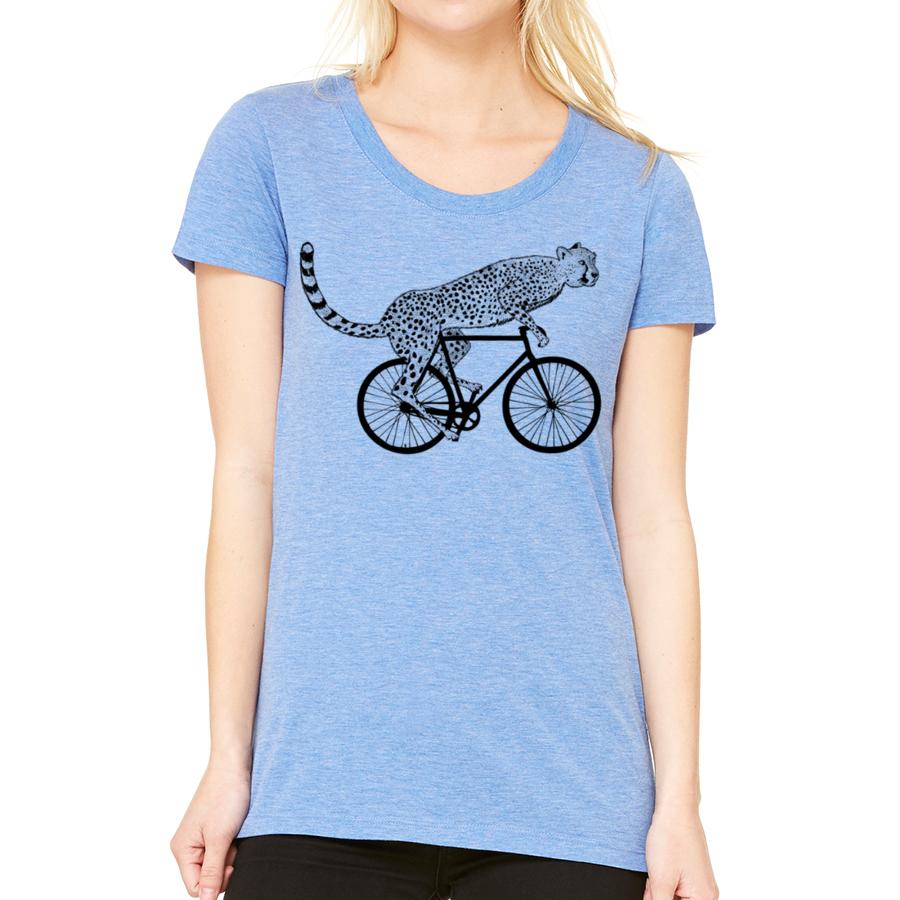 cycling cheetah women's t-shirt in blue