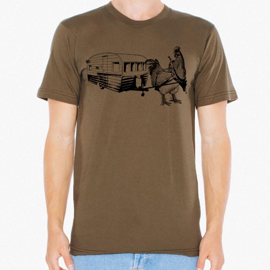 chicken pulling a trailer men's t-shirt