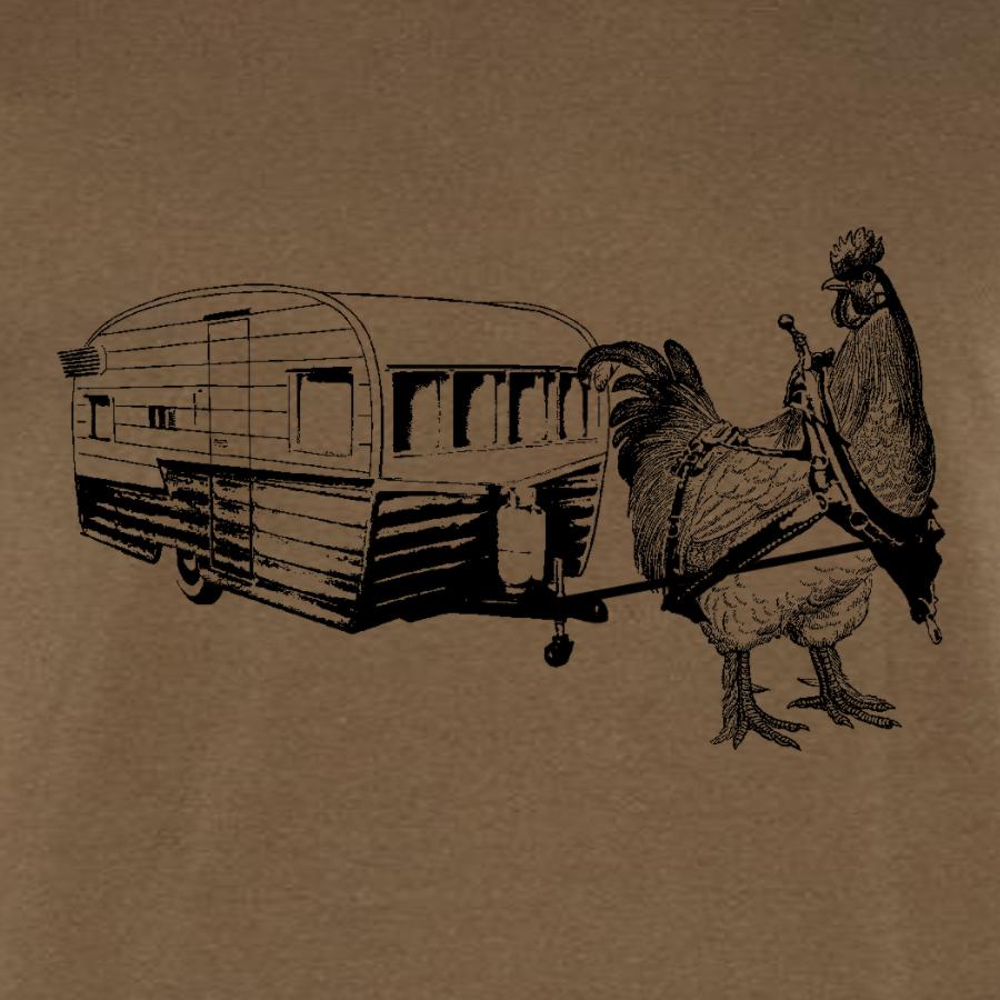 chicken pulling a trailer t-shirt design