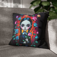 Thumbnail for A whimsy Wednesday Addams throw pillow cover.