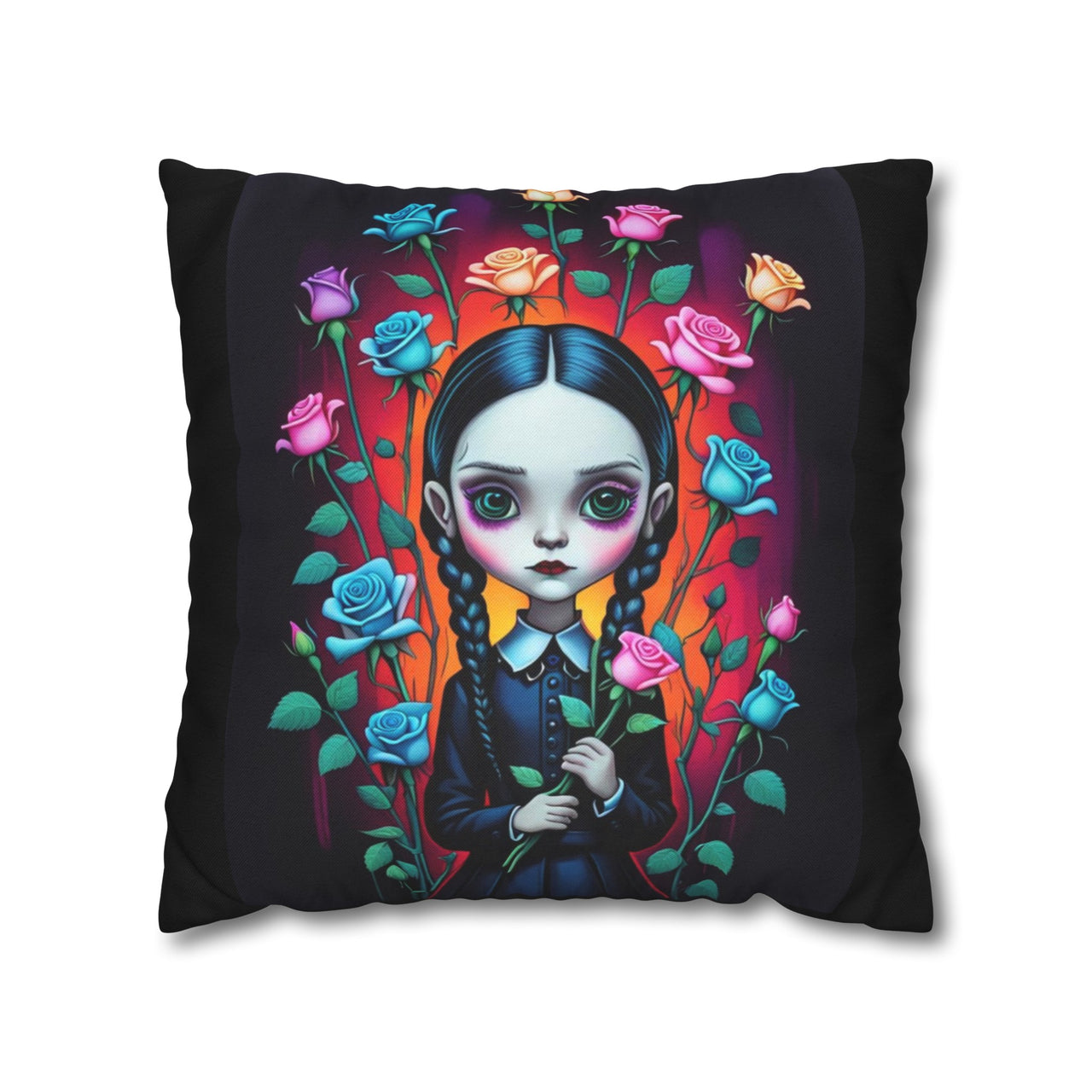 A whimsy gothic girl throw pillow cover.