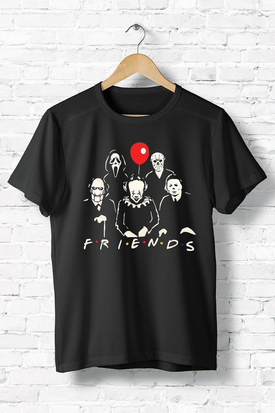 Horror movie friends black t-shirt.