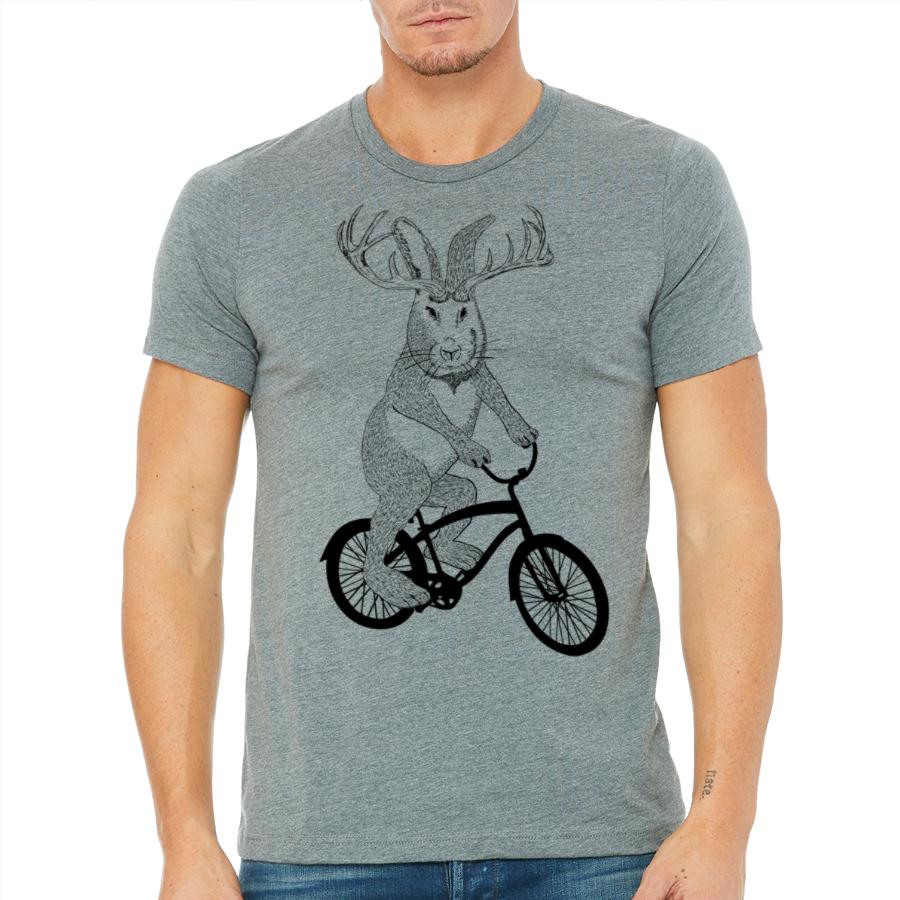 jackalope on a bike t-shirt for men