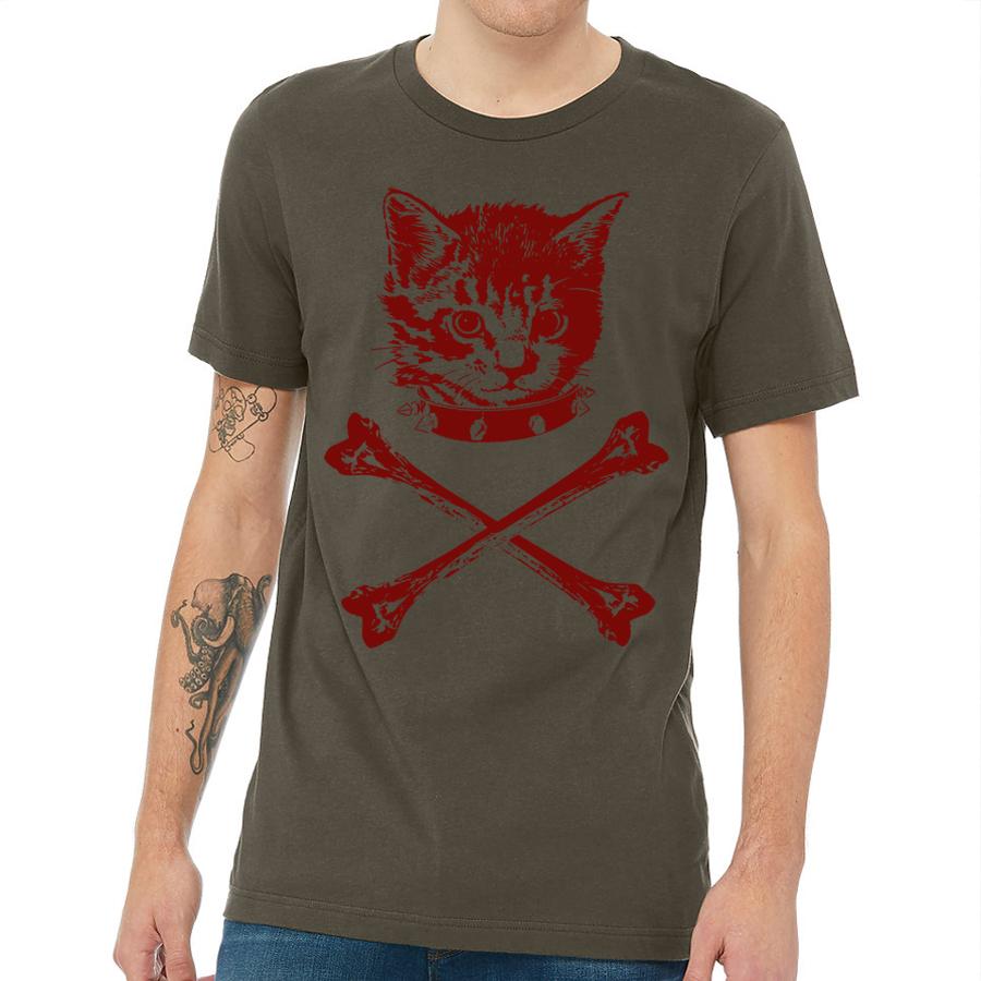 kitty and crossbones men's t-shirt