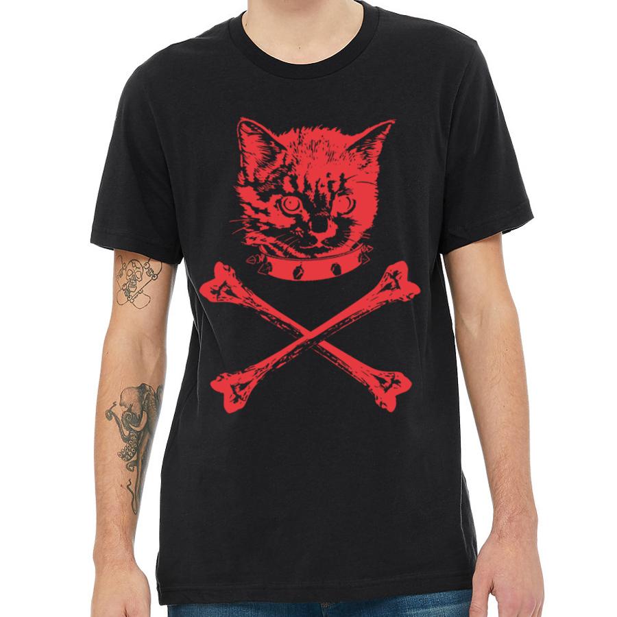 kitty and cross bones t-shirt for men in black