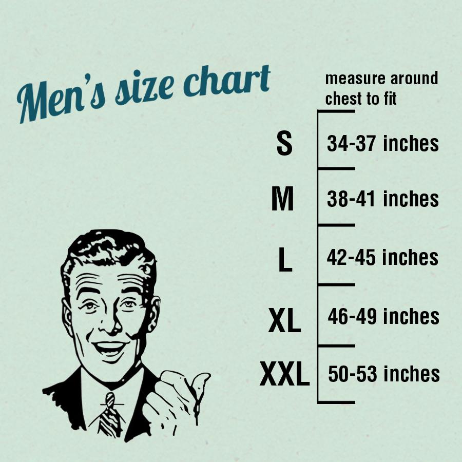penguin high five men's t-shirt sizing chart