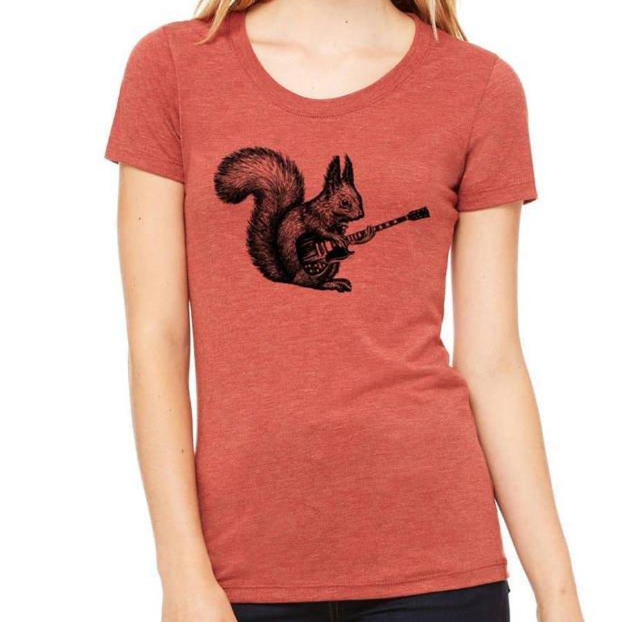 squirrel playing guitar women's t-shirt
