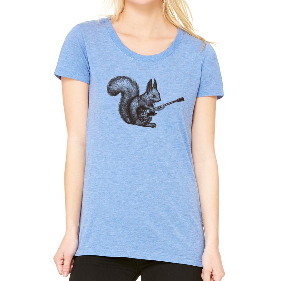 squirrel playing guitar t-shirt for women