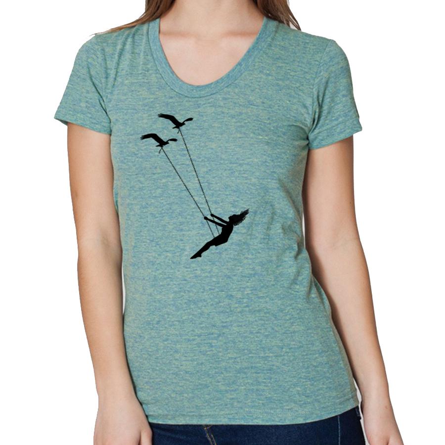 flying bird swing women's t-shirt
