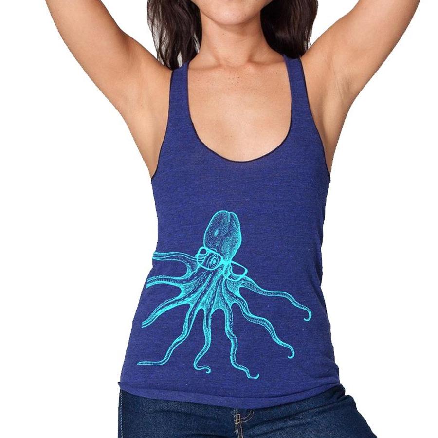 octopus wearing glasses racerback top for women