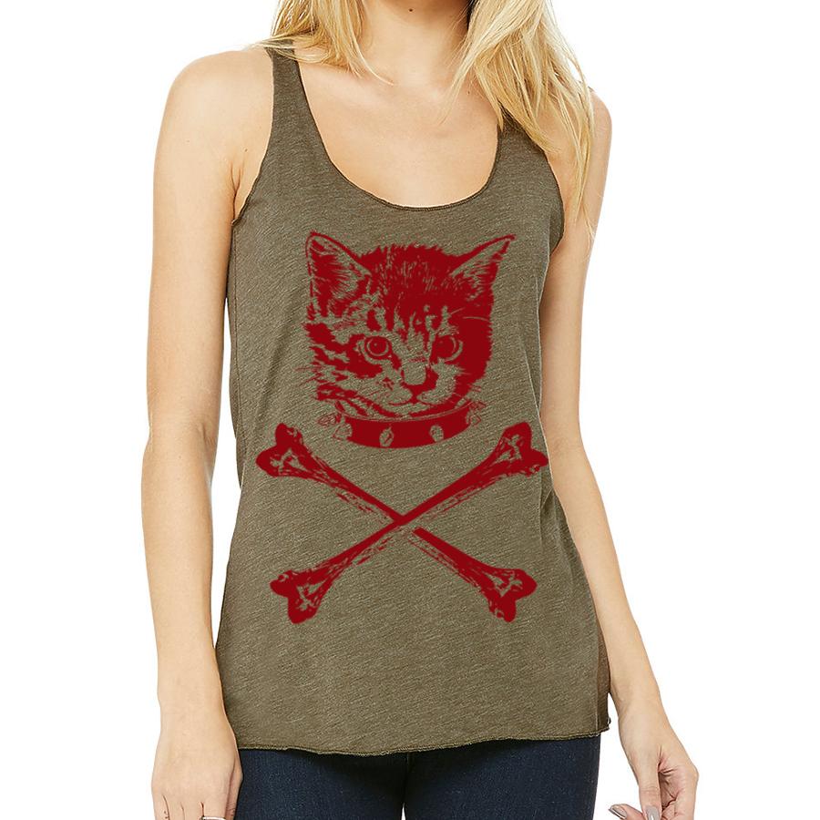 kitty and crossbones racerback tank top for women