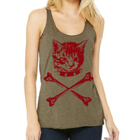 Thumbnail for kitty and crossbones racerback tank top for women