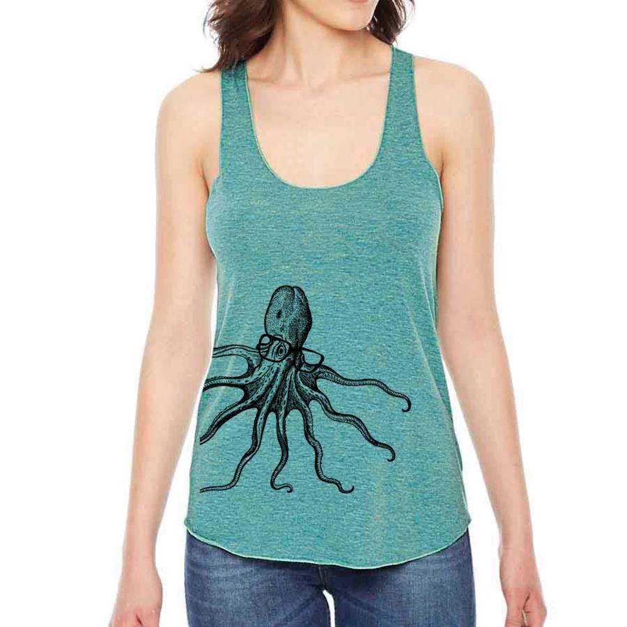 octopus wearing glasses women's tank top