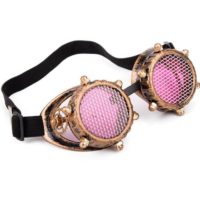 light pink cyber goth rave goggles