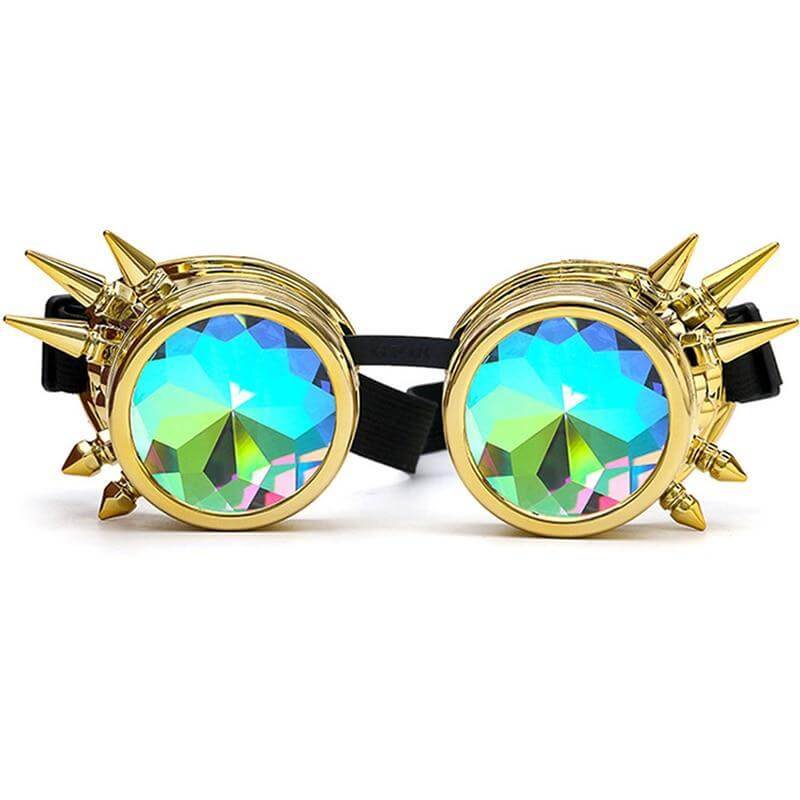 gold and blue cyber goth rave goggles