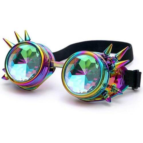 rainbow cyber goth rave goggles