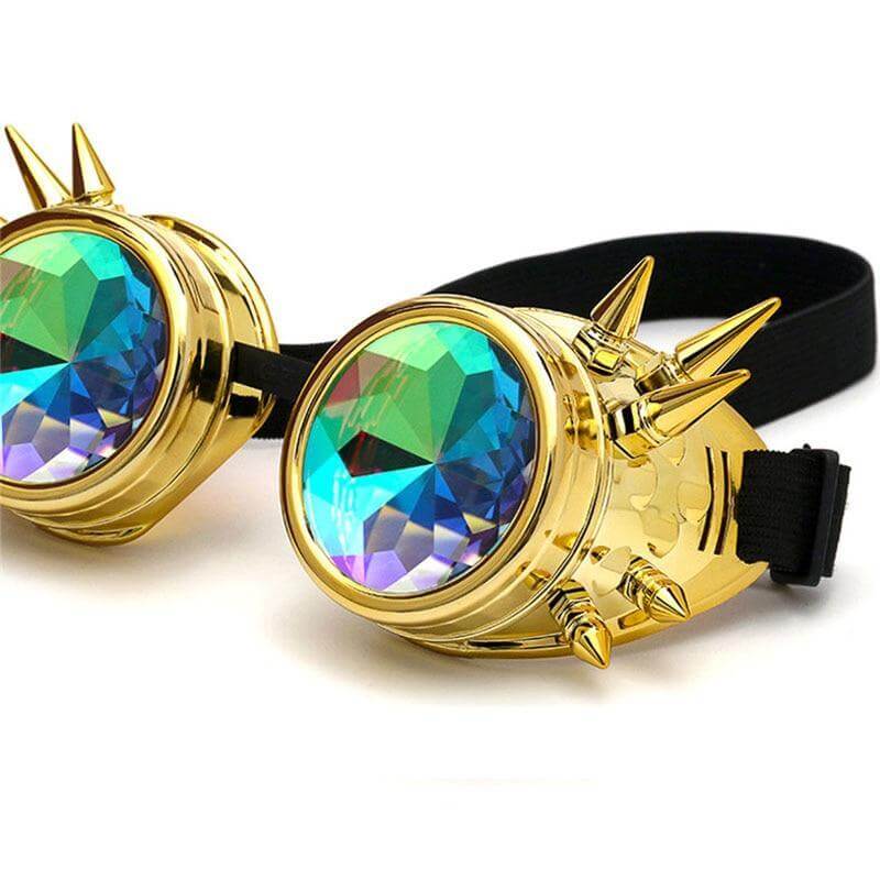 golden cyber goth rave goggles