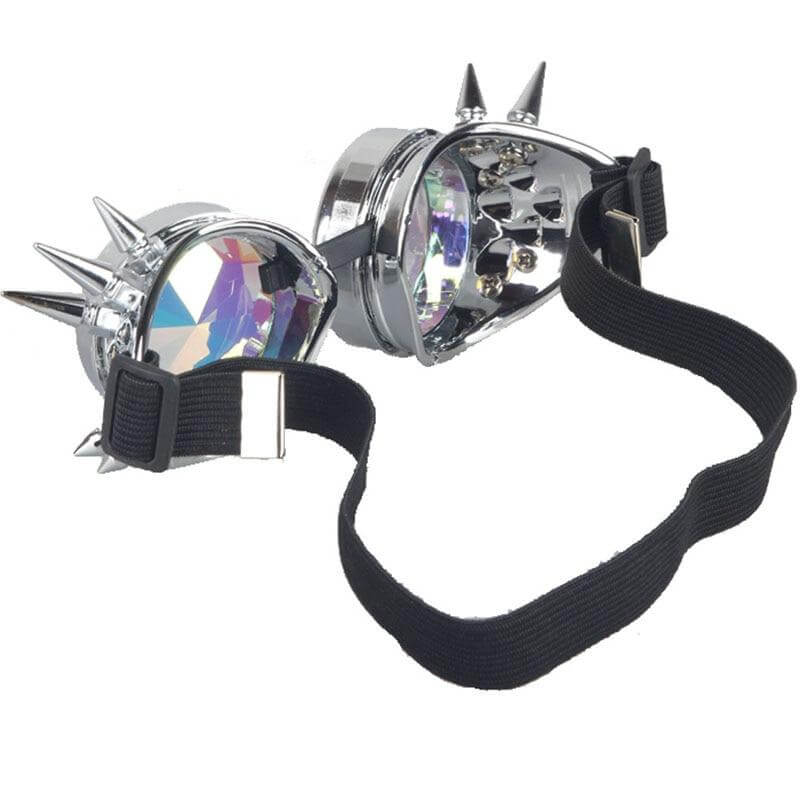 silver ice cyber goth rave goggles