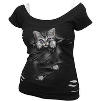 Thumbnail for gothic top with kitten design
