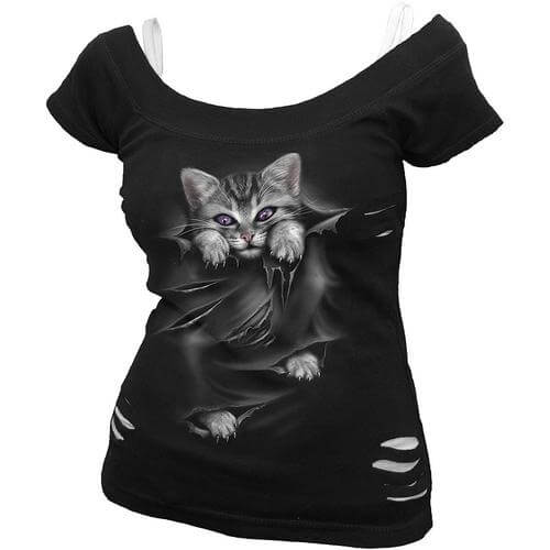 gothic top with kitten design