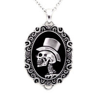 Thumbnail for skull wearing top hat pendant necklace