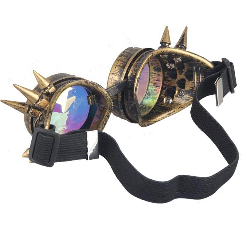 golden black cyber goth rave goggles