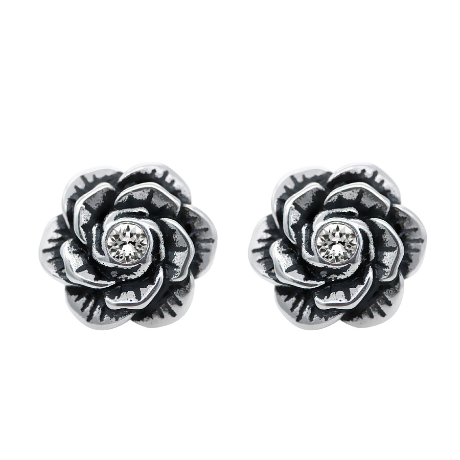 flower earrings with a crystal in the center
