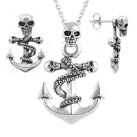 Thumbnail for skull and anchor necklace and earrings