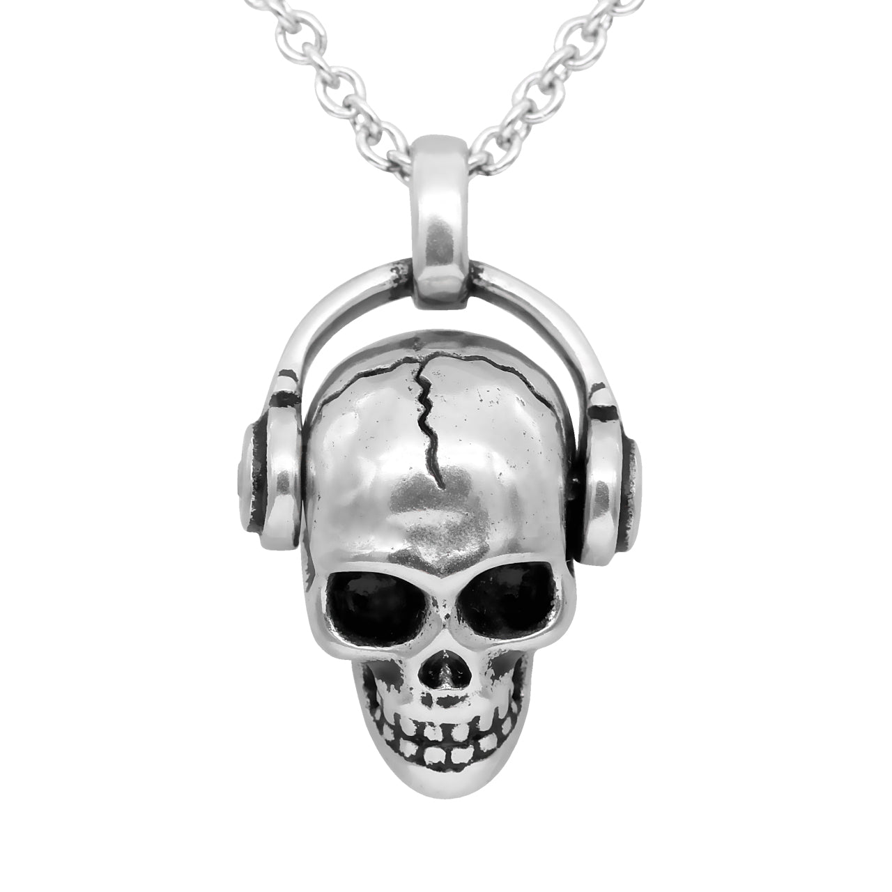 skull with headphones necklace