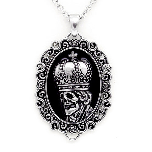 goth style religious leader skull pendant necklace