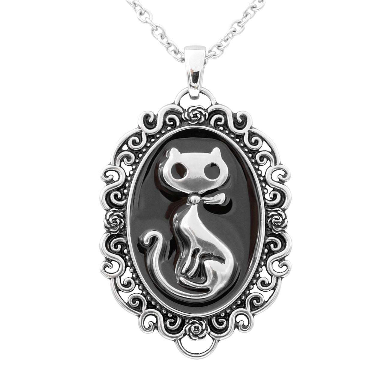 portrait frame cat pendant necklace